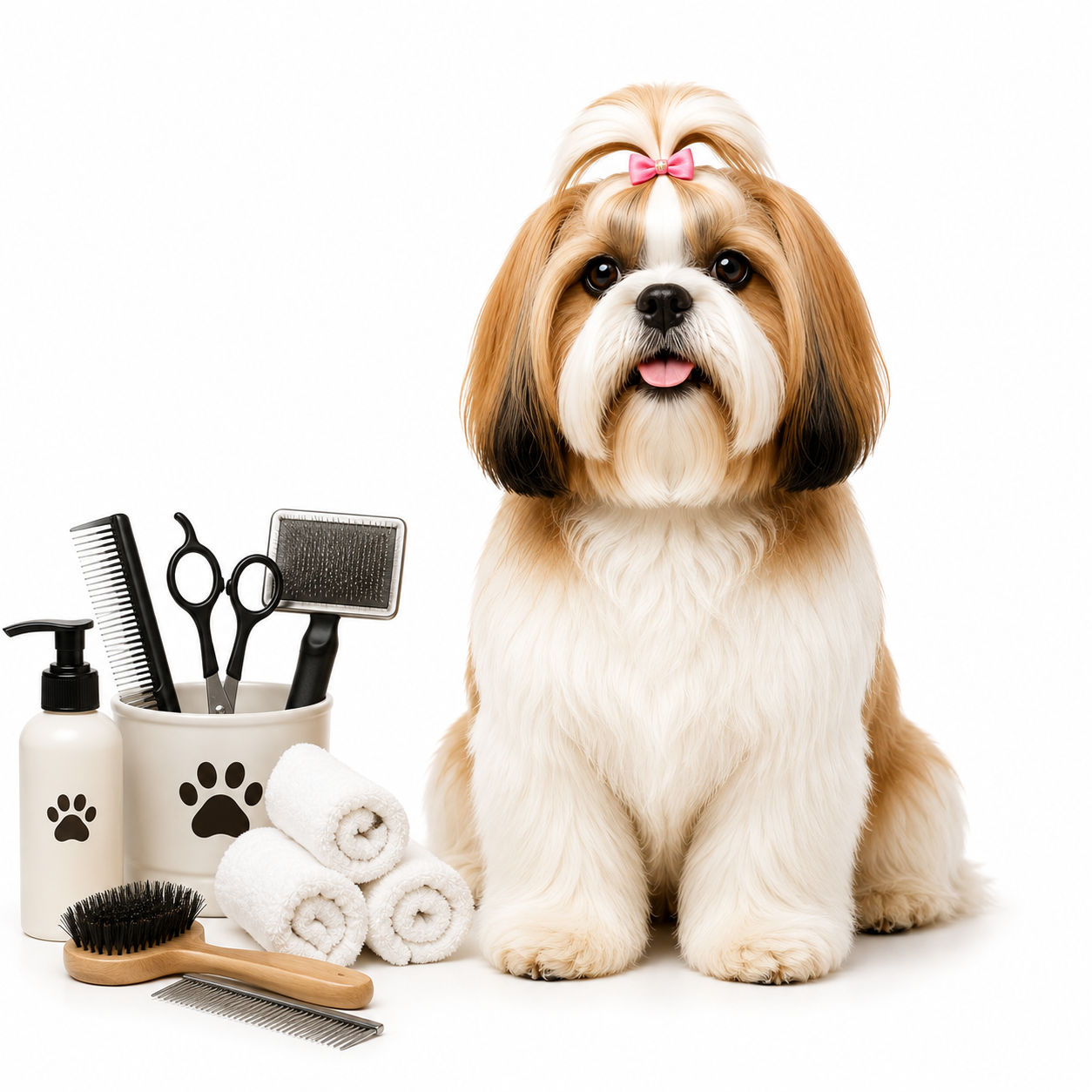 Dog receiving full pet grooming